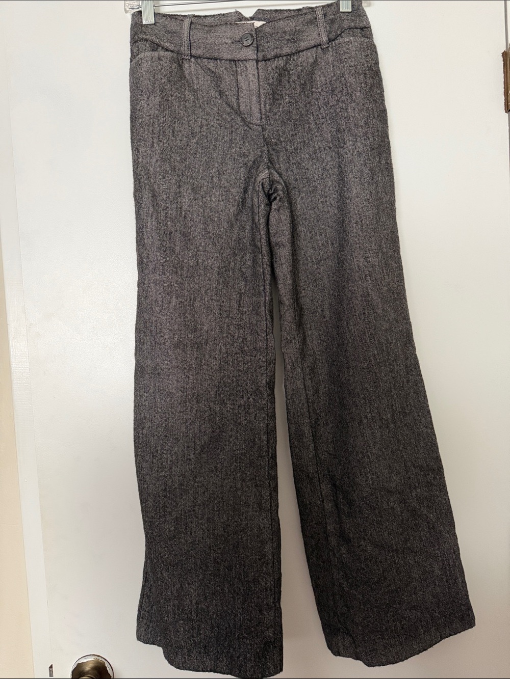 LOFT Wide Leg Gray Tweed Trousers